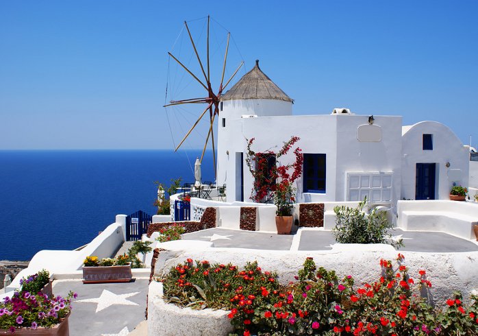 Windmühle in Oia, Santorin